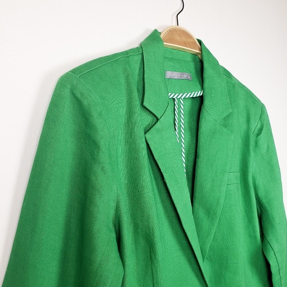 Olivia Moon • 100% Linen Bright Green Blazer - Picture 2 of 8